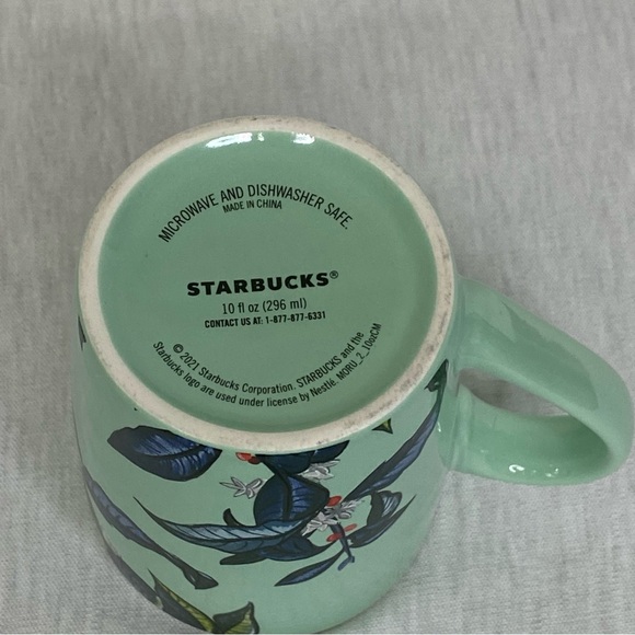 Starbucks 2021 Mint Green Floral Leaves Mermaid Logo Coffee Teacup Mug 10oz. - Picture 10 of 13